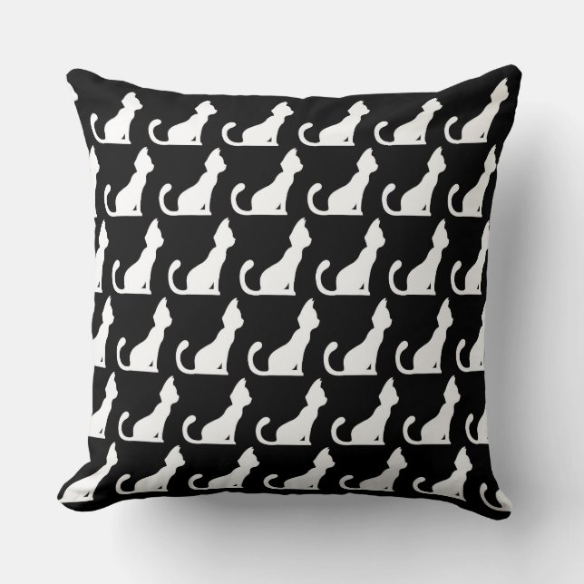 Cat Design Black Throw Kissen (Vorderseite)