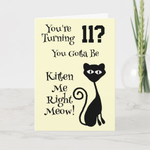 Cat Design Personalisiert 11. Geburtstag Karte