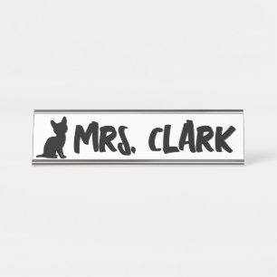 CAT DESK Personnalisé Nom de l'enseignant Plaque