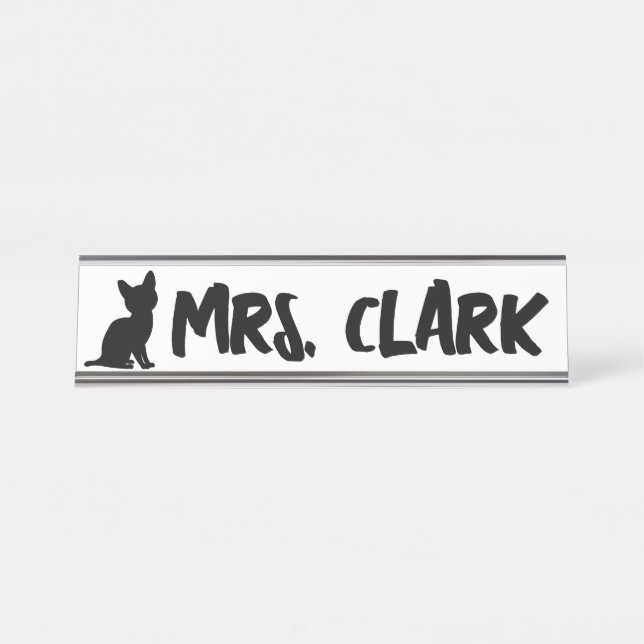 CAT DESK Personnalisé Nom de l'enseignant Plaque (Devant)