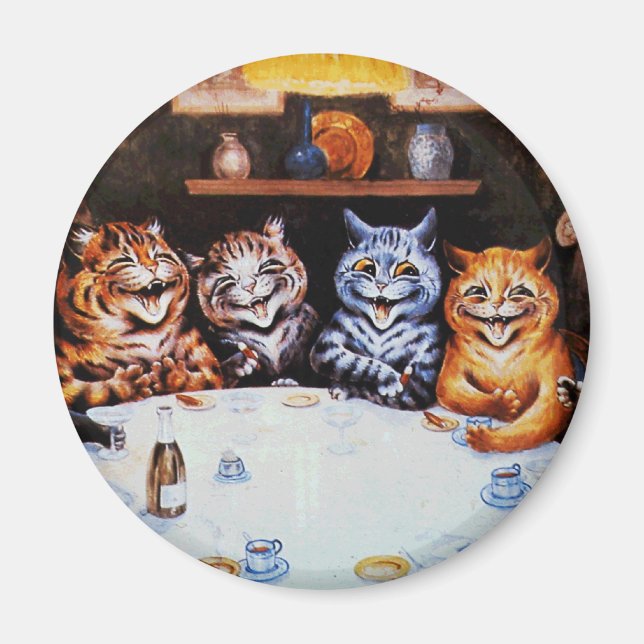Cat Dinner Party Louis Wain Artwork Magnet (Vorne)