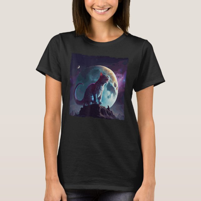 Cat Dinosaur Moon T-Shirt (Vorderseite)