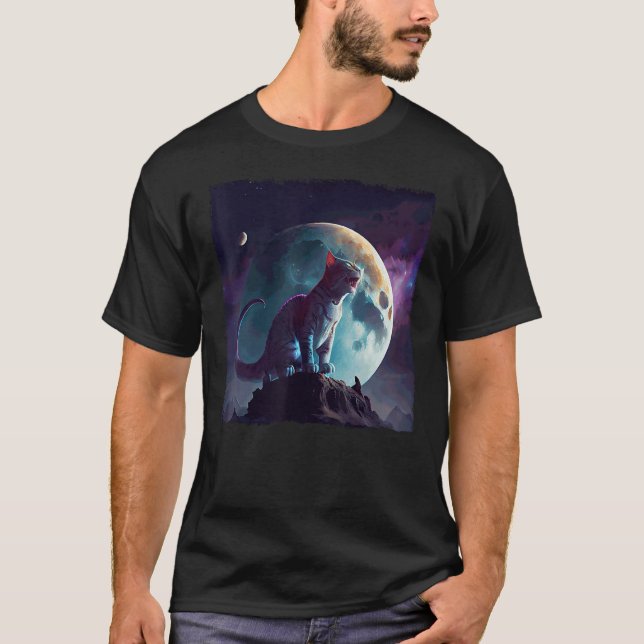 Cat Dinosaur Moon T-Shirt (Vorderseite)