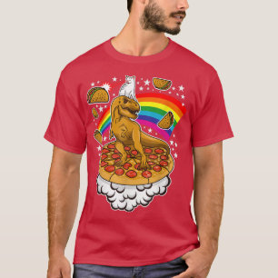 Cat Dinosaur Pizza Tacos Rainbow Cosmic Feinschmec T-Shirt