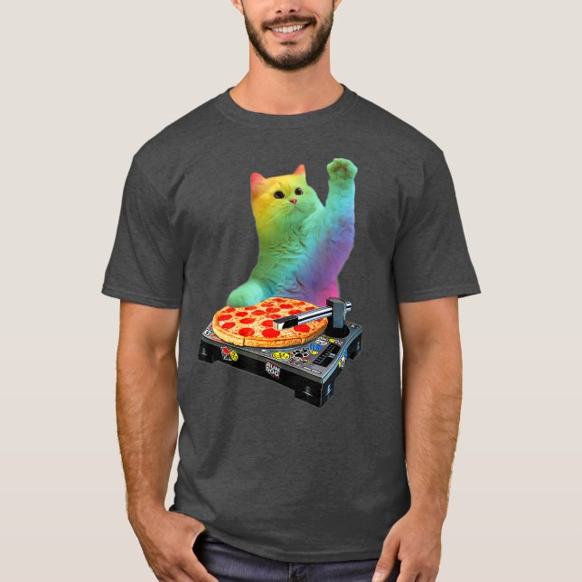 Cat DJ Cat Pizza Cat Pizza Cat Cat DJ Tops Funny C (Vorderseite)