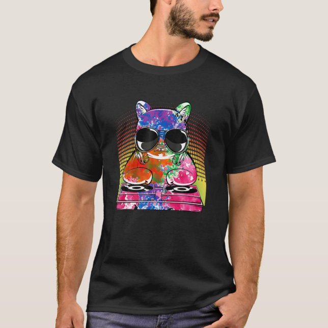 Cat Dj Kitty Sound House Niedlich Music Pet Eigent T-Shirt (Vorderseite)