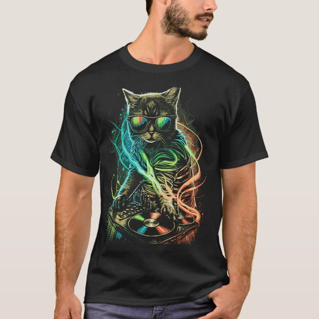 Cat Dj Kopfhörer Kitten House Music Kitty T-Shirt (Vorderseite)