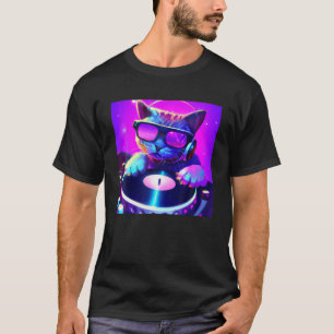 Cat DJ Vaporwave Ästhetische Männer Jungs Mädchen  T-Shirt