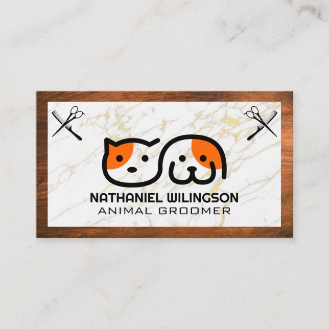 Cat Dog Logo | Pflegewerkzeuge Visitenkarte (Vorderseite)