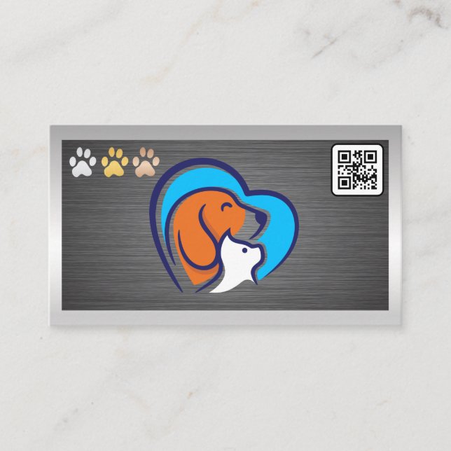 Cat Dog Logopaare | QR Code Visitenkarte (Vorderseite)
