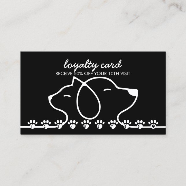 Cat Dog Paws bedruckt Punch Discount Loyalty Visitenkarte (Vorderseite)