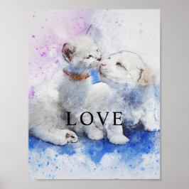 Cat & Dog Wasserfarbe Office Decke Matte Poster