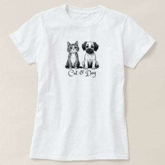 Cat & Dog Woman T - Shirt