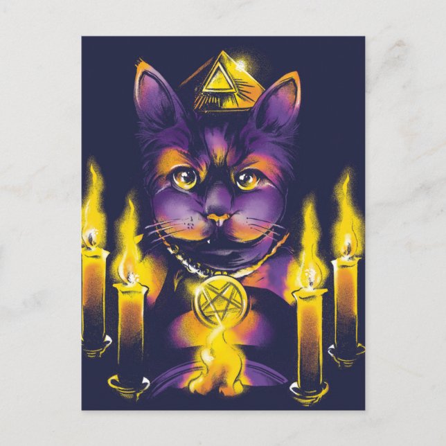 Cat Doing Spellwork Postkarte (Vorderseite)