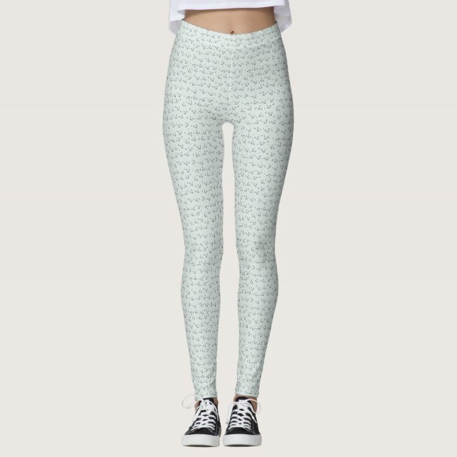 Cat Doodle Leggings – Sage Green (Vorderseite)