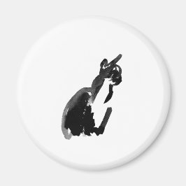 Cat Drawing Ink Brush Wash Art Magnet