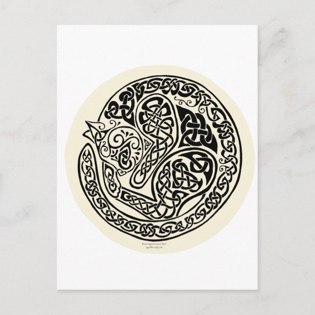 Cat Dreams Celtic Black Ivory Postkarte (Vorderseite)