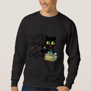 Cat Drink guter Kaffee lesen gute Bücher Sweatshirt