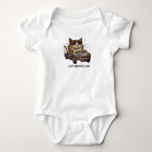Cat Driving Car - Ein Whimsical Adventure in Motio Baby Strampler