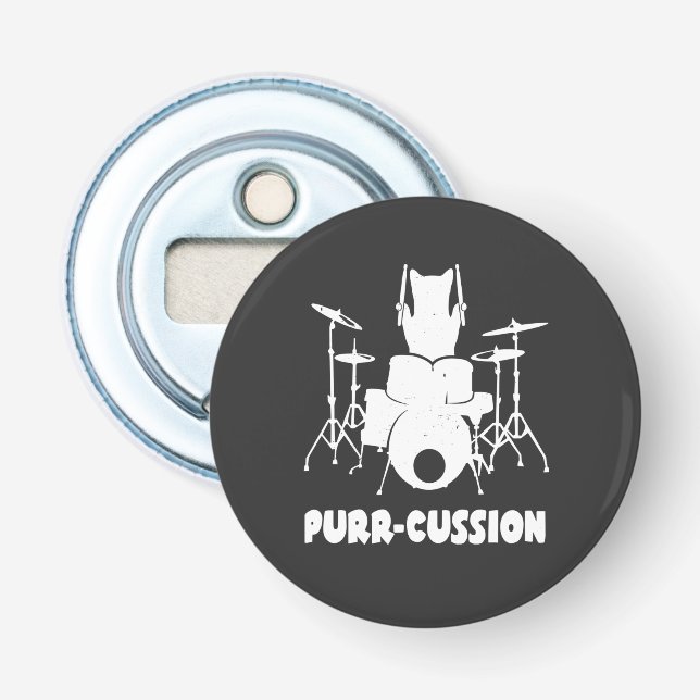 Cat Drummer Purr Cussion Funny Flaschenöffner (Vorderseite)