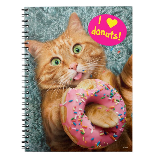 Cat Eating Donut Notizblock (Vorderseite)