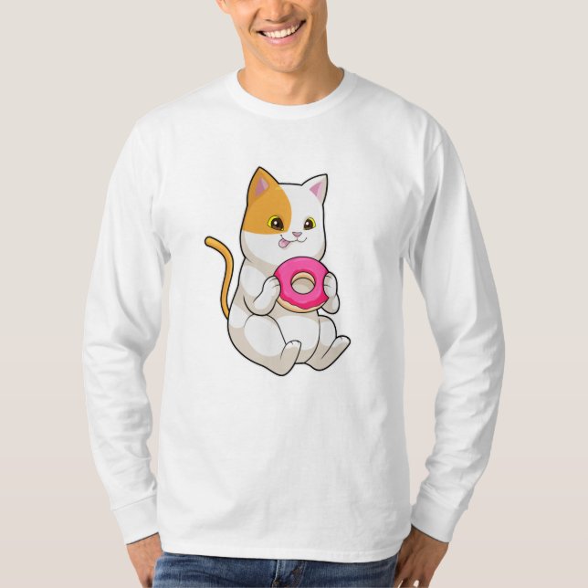 Cat Eating Donut T-Shirt (Vorderseite)