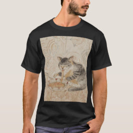 Cat eating Noodles  T-Shirt