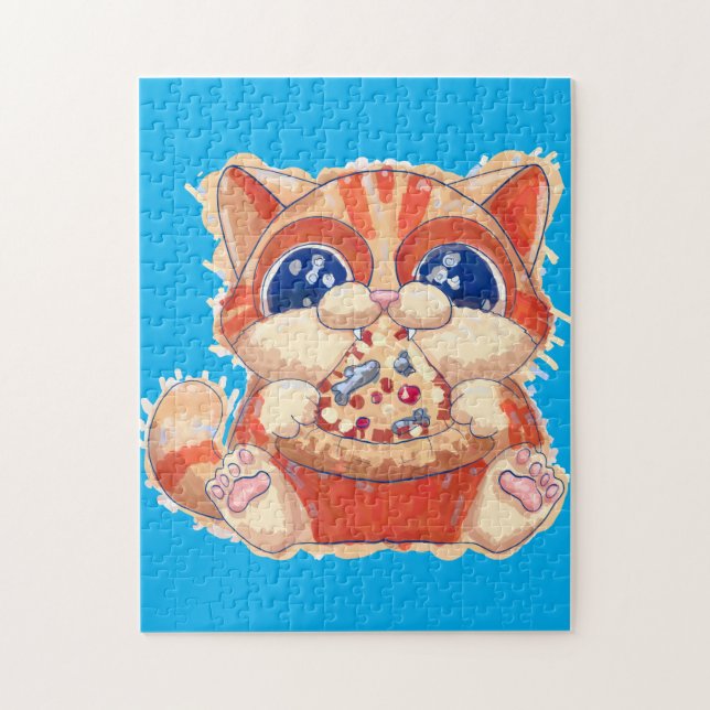 Cat Eating Pizza color (Vertikal)