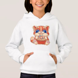 Cat Eating Pizza color Hoodie