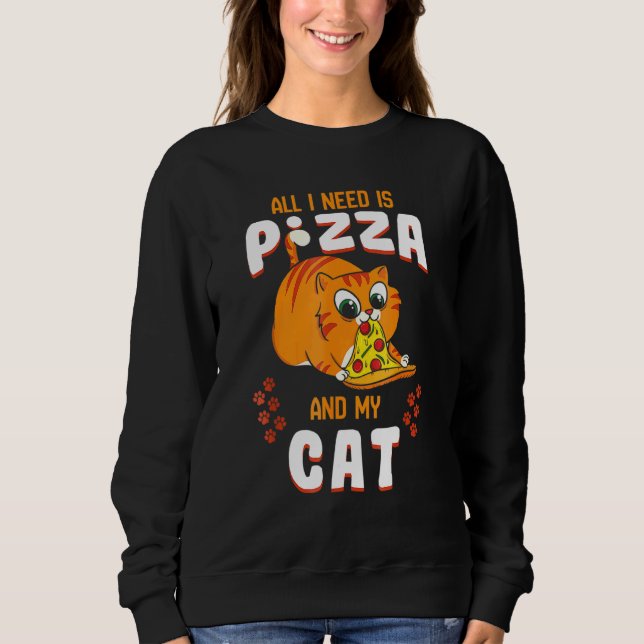 Cat Eating Pizza T-Shirt Pepperoni Slice Kitten Sweatshirt (Vorderseite)