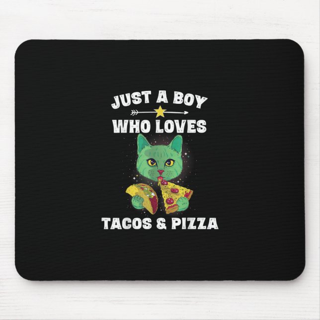 Cat Eating Pizza und Taco im Weltraum Funny Sprich Mousepad (Vorne)