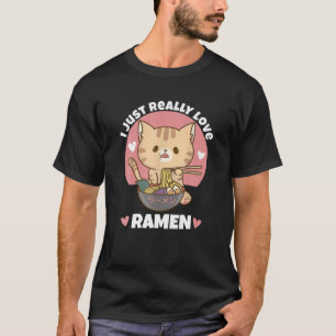 Cat Eating Ramen Noodle Women Men Teen Boy Girl Ki T-Shirt