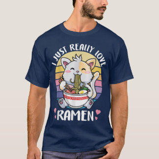 Cat Eating Ramen Noodle Women Men Teen Boy Girl T-Shirt