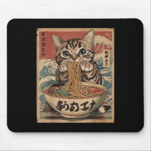 Cat Eating Ramen Noodles Kawaii Anime Manga Japane Mousepad
