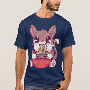Cat Eating Ramen Noodles Kawaii  T-Shirt