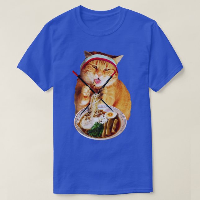 Cat Eating Ramen T-Shirt (Design vorne)