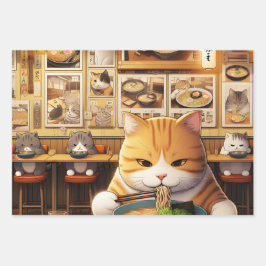 Cat Eating Ramen v1 Geschenkpapier Set