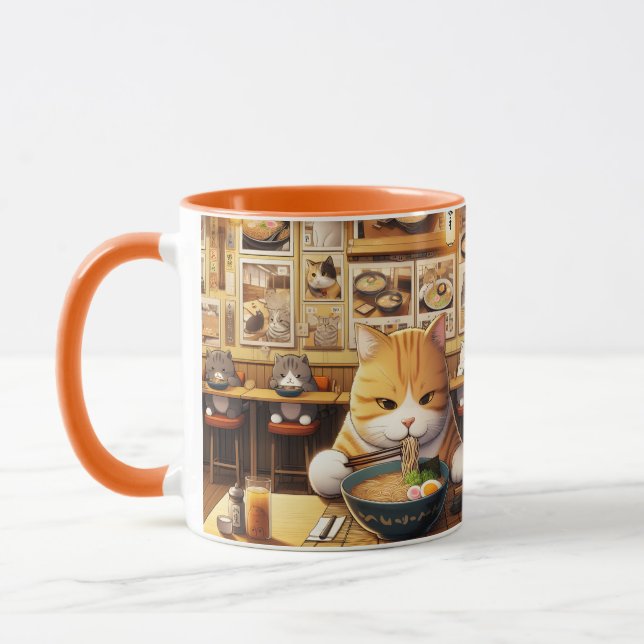Cat Eating Ramen v1 Tasse (Links)