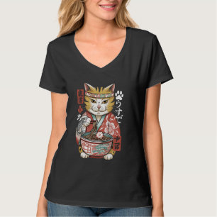 Cat Eating Ramen Vintag Japanisch Art Ukiyo-e T-Shirt