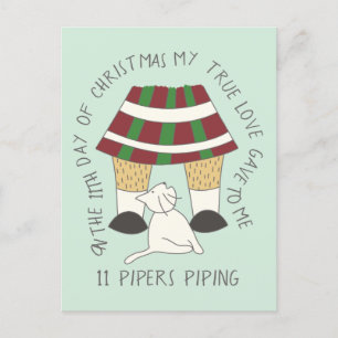 Cat Eleventh Day 11 Rohre Piping Christmas Postkarte