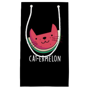 Cat ermelon Funny Cat Watermelon Pun Dark BG Kleine Geschenktüte