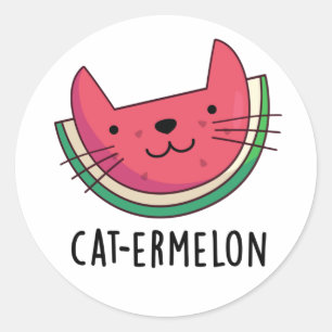 Cat-ermelon Funny Cat Watermelon Pun Runder Aufkleber