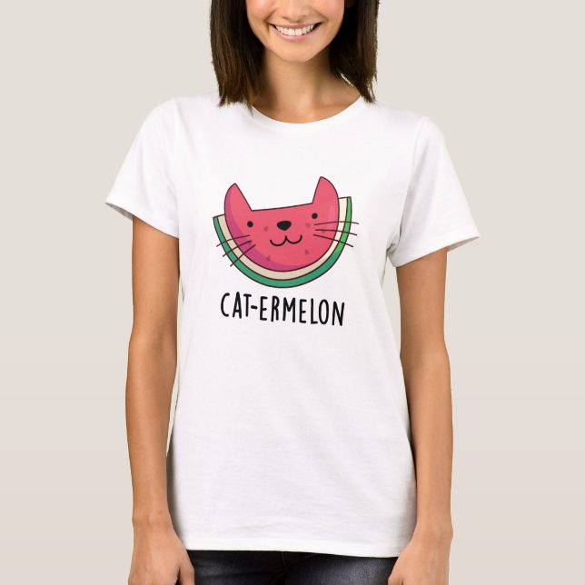 Cat-ermelon Funny Cat Watermelon Pun T-Shirt (Vorderseite)