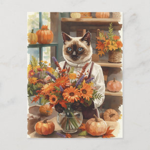 Cat Erntedank Herbst für Cat Lovers Feiertagspostkarte