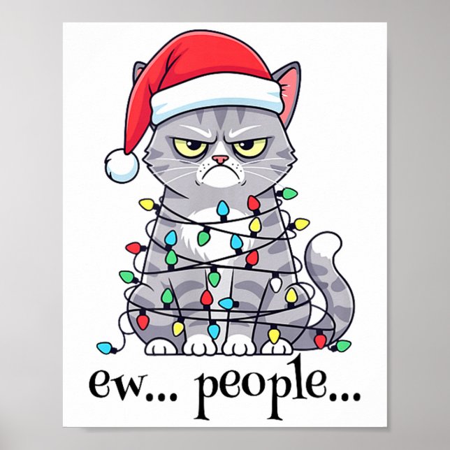 Cat Ew People Adult Humor Mens Womens Introvert An Poster (Vorne)
