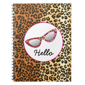 Cat Eye Glasses Leopard Print w/Individuelle Name Notizblock