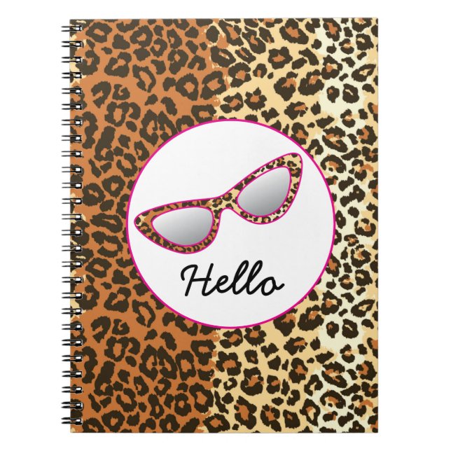 Cat Eye Glasses Leopard Print w/Individuelle Name Notizblock (Vorderseite)