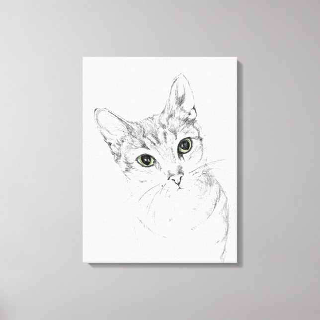 Cat Eyes A Pencil Zeichnend Leinwanddruck (Vorderseite)