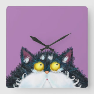 Cat eyes looking large clock quadratische wanduhr
