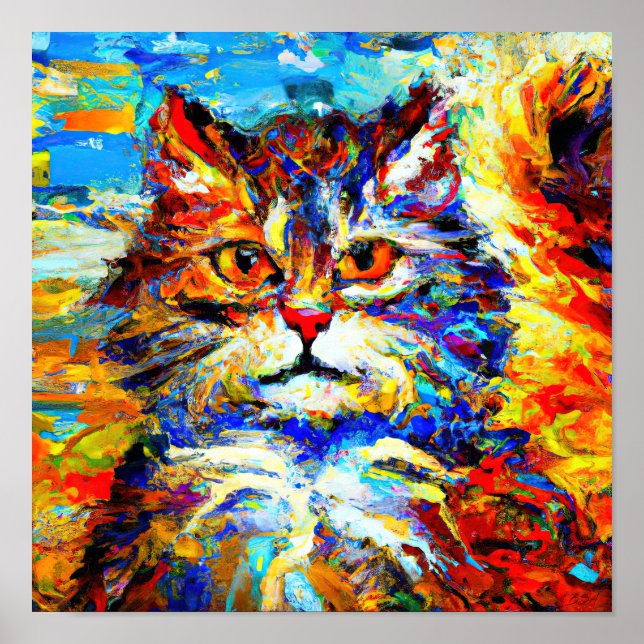 Cat Eyes No.1 im Stil von Leonid Afremov. Poster (Vorne)